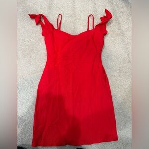 Abercrombie & Fitch Women’s red mini dress with bow-tie shoulder straps ❤️